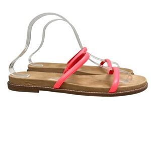Madewell‎ Paris Sandal Slip On Slides Leather Footbed Coral Pink Women Size 8.5